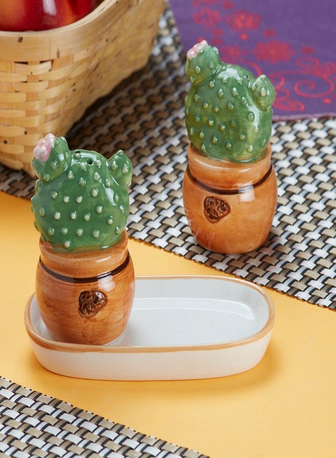 Kookee Ceramic Salt and Pepper Shakers Set with Tray - Elegant Namak Dani, Spice Sprinkler & Dispenser for Dining Table, Kitchen & Restaurant Use (9983) - Image 3